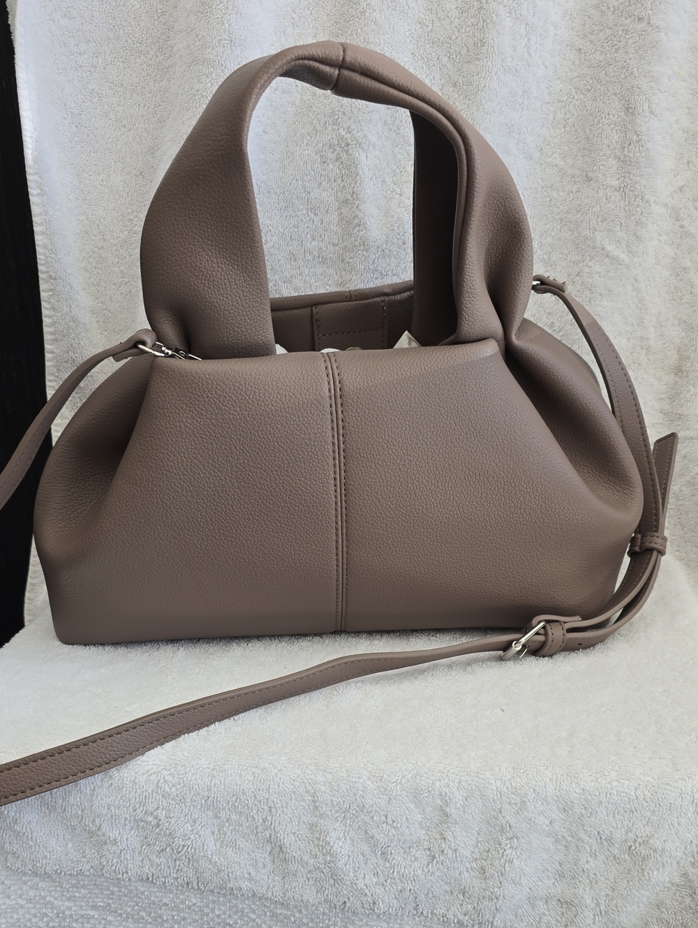 BCBG Taupe Women’s Shoulder Bag - Elegant Soft-Leather Tote